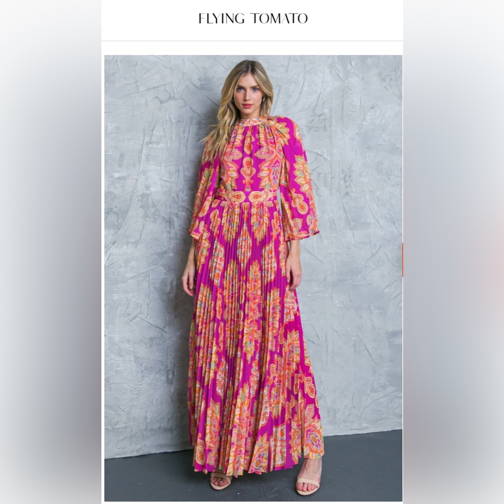 Pink and Gold woven Maxi Dress